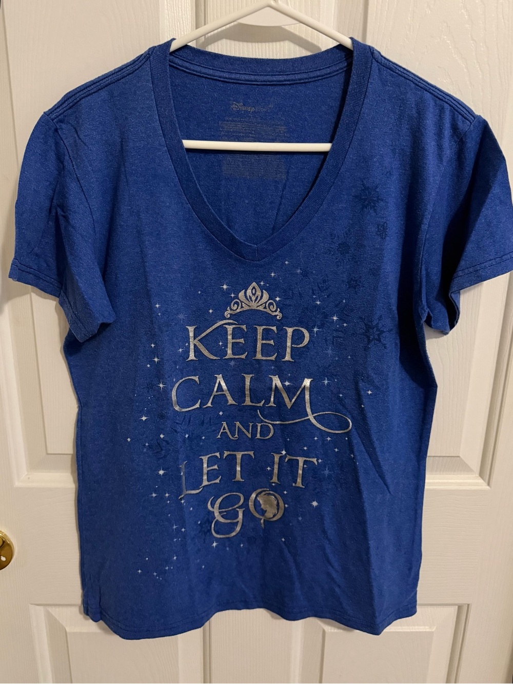 Disney Blue V-Neck 'Keep Calm and Let It Go' Tee